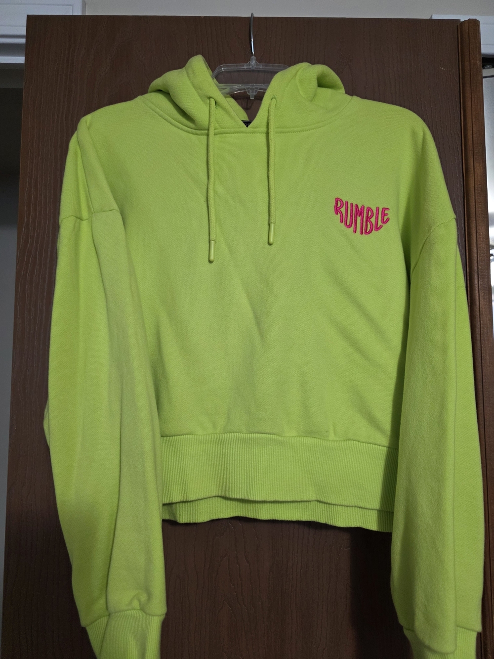 Rumble Neon Lime Cropped Hoodie Sweater